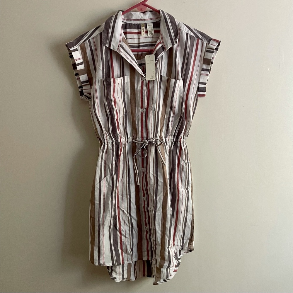 NWT Japna womens lightweight striped Button down dress